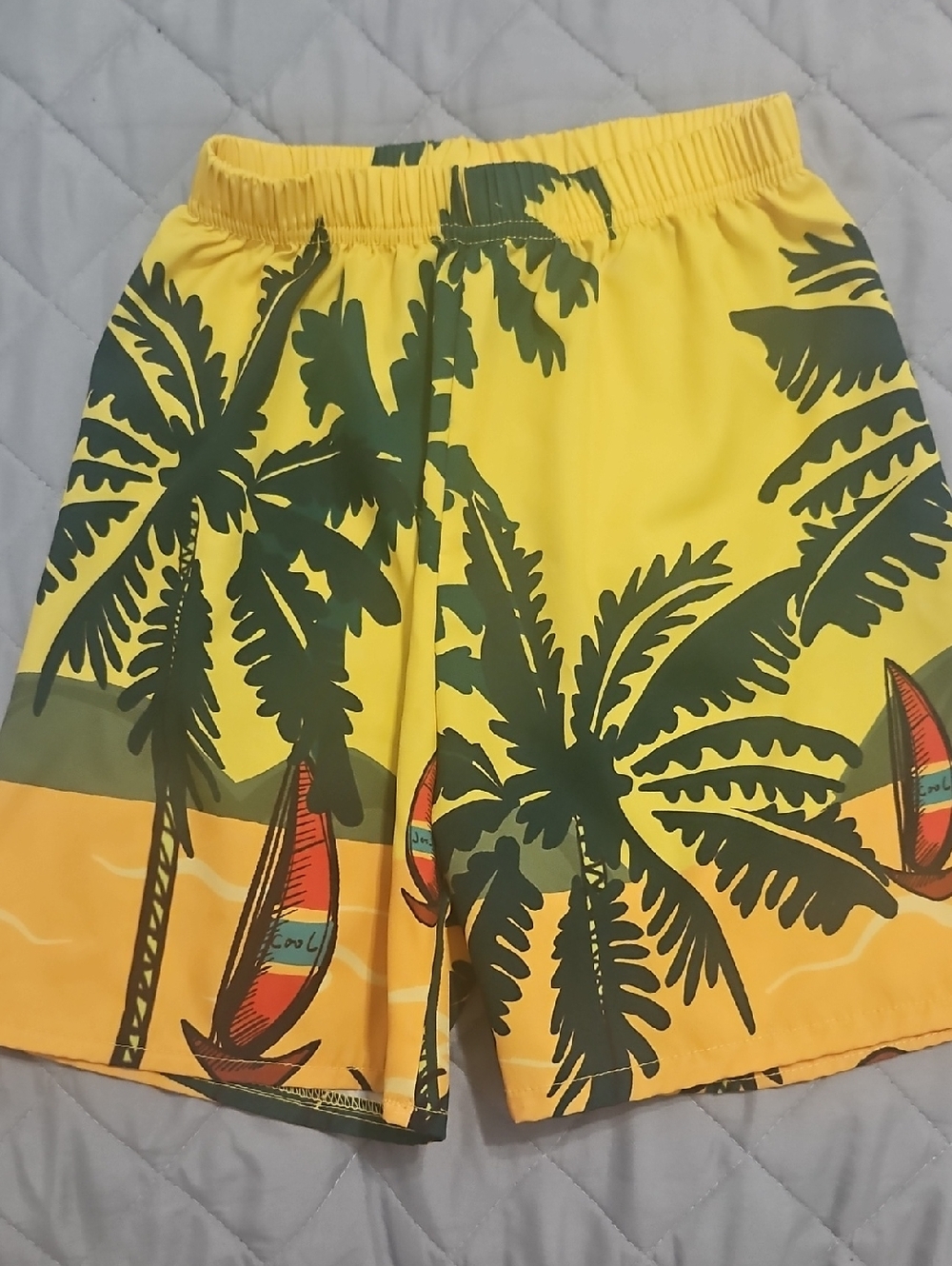 Shein Kids Yellow Tropical Swim Trunks